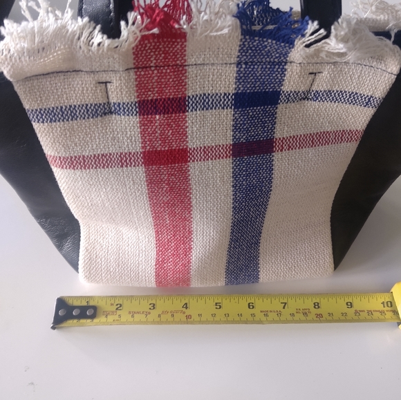Barneys New York navy purse with red/white/blue plaid. Perfect for summer! - Picture 2 of 5